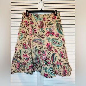💥 East 5th Woman’s 8 Petite Paisley Ruffle Hem A-Line Skirt Vintage EUC